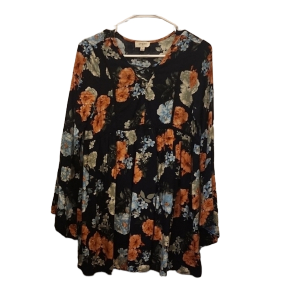 ⭐️Umgee small navy blue floral long-sleeved dress